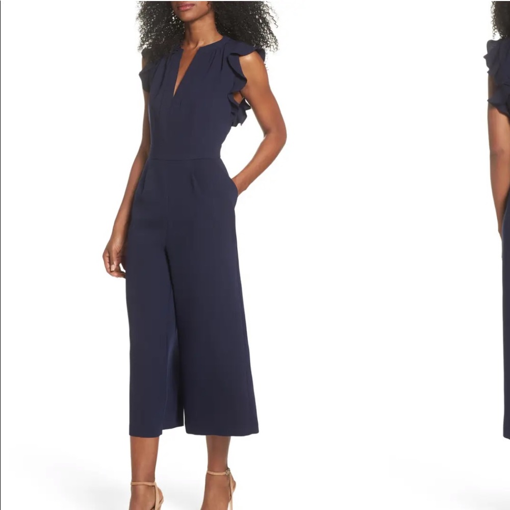 Vince Camuto Navy Wide Leg Jumpsuit